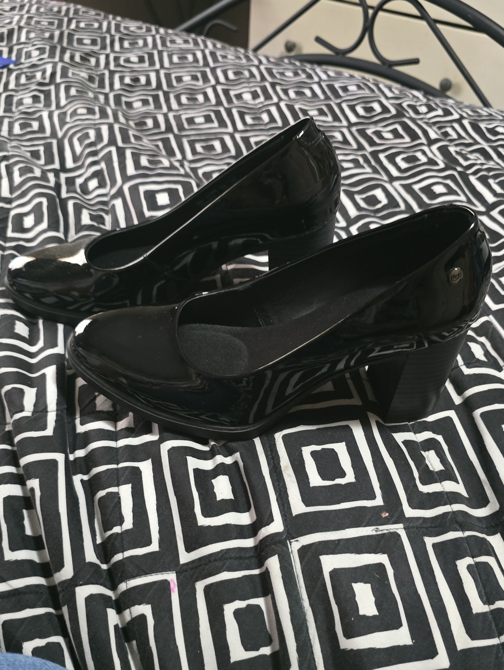 Flexi Black Patent Platform Heels